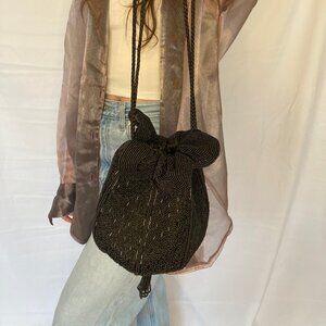 Vintage Black Beaded Purse
